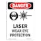 Signmission OSHA Danger Sign, Laser Wear Eye Protection, 18in X 12in Rigid Plastic, 12" W, 18" H, Portrait OS-DS-P-1218-V-1418 - alternate 1